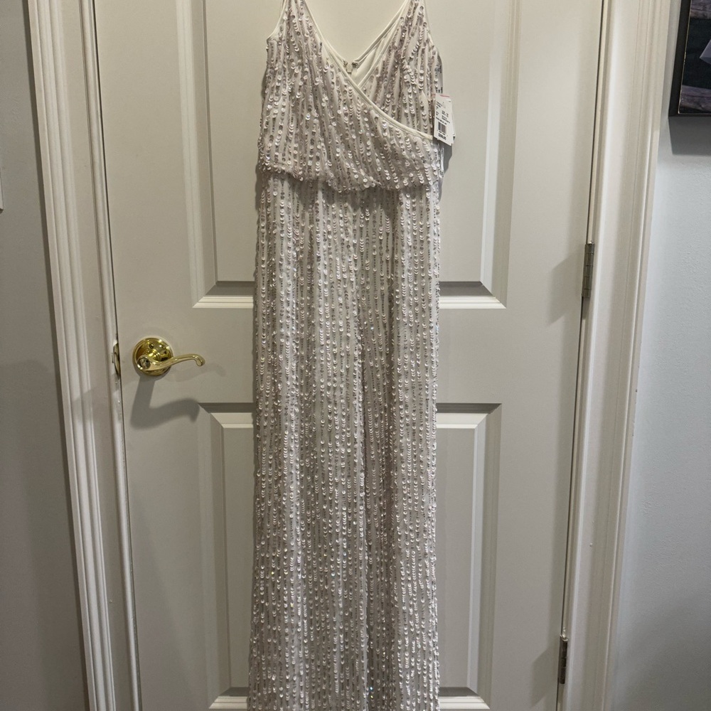 Elegant Beaded Jumpsuit in Cream